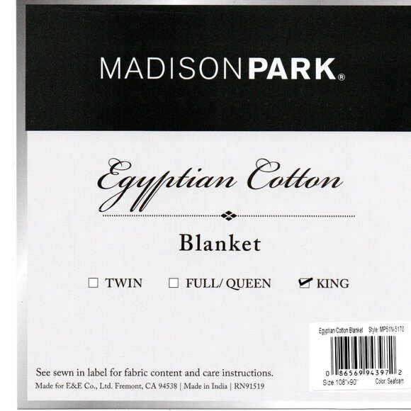 Madison Park Egyptian Cotton King Blanket Seafoam (MP51N-5170) - Picture 4 of 5
